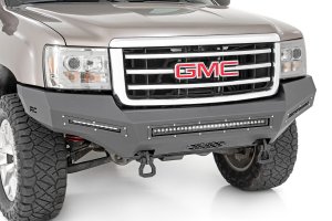 GMC Sierra 1500 Front Bumper - Rough Country - Fabricated | Prerunner | High Clearance - Flat Black - '07-'13